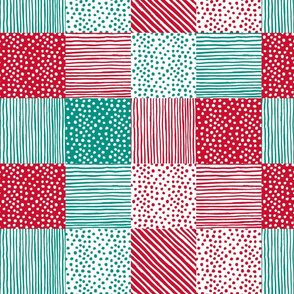 Spots n Stripes Christmas cheater quilt 