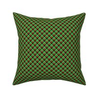 Christmas Holly Green, Red and Black and Argyle Tartan Plaid with Crossed White Lines