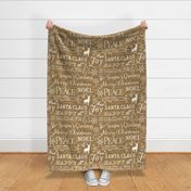 Christmas Typography on Camel Linen - large scale