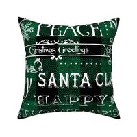 Christmas Typography on textured Green Buffalo Plaid - large scale