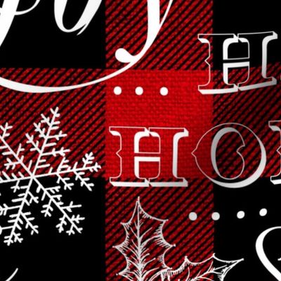 Christmas Typography on textured Red Buffalo Plaid - large scale