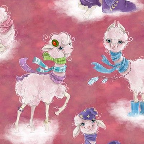 llamas on clouds pink FLWRT