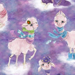 llamas on clouds purple FLWRT