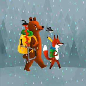 Bear Marching in Rain Gray