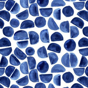 Watercolor shapes in classic blue