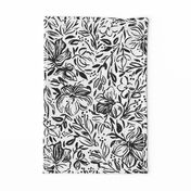 Hibiscus flowers in black ink - LARGE