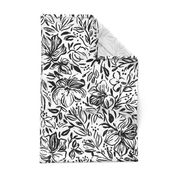 Hibiscus flowers in black ink - LARGE