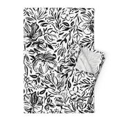 Hibiscus flowers in black ink - LARGE