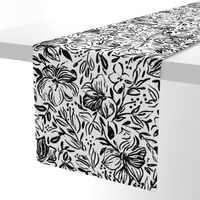 Hibiscus flowers in black ink - LARGE