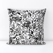 Hibiscus flowers in black ink - LARGE