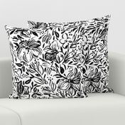 Hibiscus flowers in black ink - LARGE