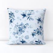 Classic blue watercolor floral - LARGE