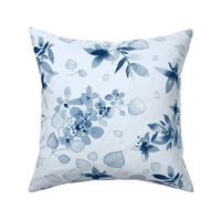 Classic blue watercolor floral - LARGE