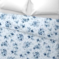 Classic blue watercolor floral - LARGE