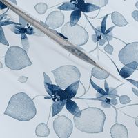 Classic blue watercolor floral - LARGE