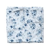 Classic blue watercolor floral - LARGE