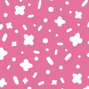 Vector white messy elements on pink background, seamless pattern