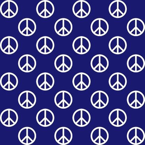 One Inch White Peace Signs on Midnight Blue