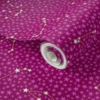 Zodiac constellations stars pattern in fuchsia by Pippa Shaw