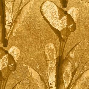 Aurum-  Gold Leaf Foil Texture with Art Deco Calla Lilies - Jumbo Scale