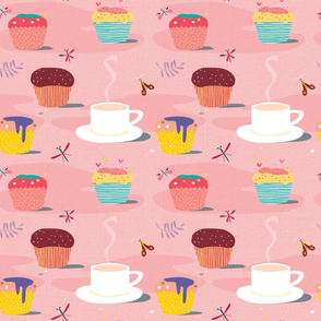 Tea and cupcakes pink