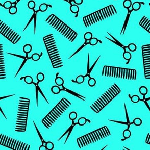 Comb and Scissors (teal background)