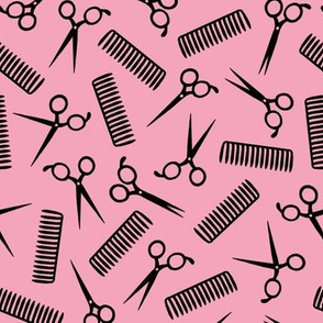 Comb and Scissors (pink background)
