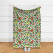 Pink, Red, Yellow & Green Retro Floral Pattern