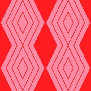 JP37 -  Medium - Harlequin Pinstripe Diamond Chains in Scarlet Red on Pink
