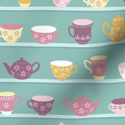 Tea Cups On Shelves