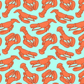 Red lobsters on mint