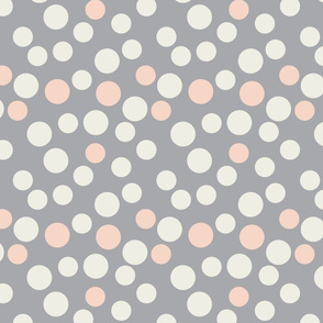 Big polka dot gray and blush -Animal Print