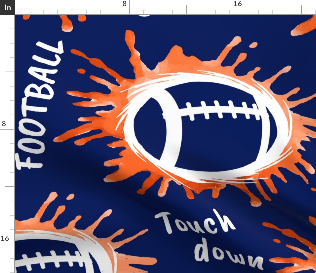 Watercolor American Football with Phrases- Touchdown, Blitz, Field Goal- Large Scale
