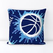 Watercolor Basketball with Phrases- Play, Aim, Hoops, Basket, B-Ball- Large Scale