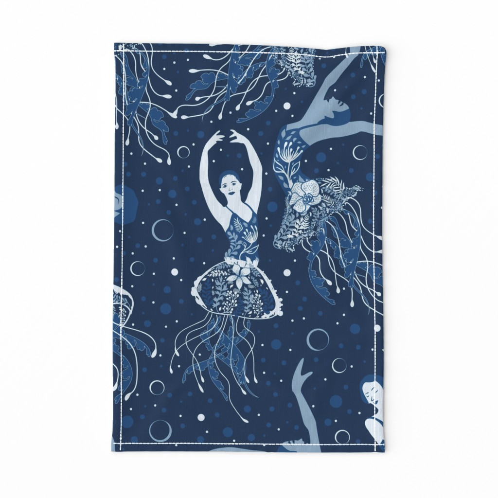 Jellyrinas- Floral Jellyfish Ballerinas- Blue, Ice, Slate, Midnight- Large Scale