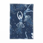Jellyrinas- Floral Jellyfish Ballerinas- Blue, Ice, Slate, Midnight- Large Scale