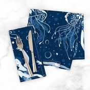 Jellyrinas- Floral Jellyfish Ballerinas- Blue, Ice, Slate, Midnight- Large Scale