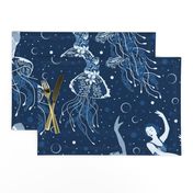 Jellyrinas- Floral Jellyfish Ballerinas- Blue, Ice, Slate, Midnight- Large Scale