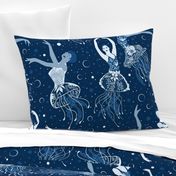 Jellyrinas- Floral Jellyfish Ballerinas- Blue, Ice, Slate, Midnight- Large Scale