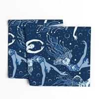 Jellyrinas- Floral Jellyfish Ballerinas- Blue, Ice, Slate, Midnight- Large Scale