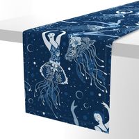 Jellyrinas- Floral Jellyfish Ballerinas- Blue, Ice, Slate, Midnight- Large Scale