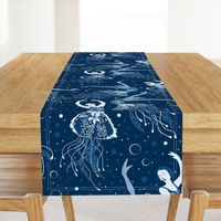 Jellyrinas- Floral Jellyfish Ballerinas- Blue, Ice, Slate, Midnight- Large Scale