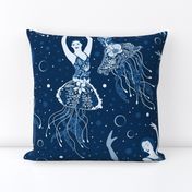 Jellyrinas- Floral Jellyfish Ballerinas- Blue, Ice, Slate, Midnight- Large Scale