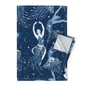 Jellyrinas- Floral Jellyfish Ballerinas- Blue, Ice, Slate, Midnight- Large Scale