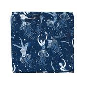 Jellyrinas- Floral Jellyfish Ballerinas- Blue, Ice, Slate, Midnight- Large Scale