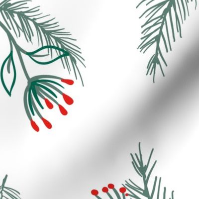 Mistletoe Winter Wonder- Red, Emerald, White- Large Scale