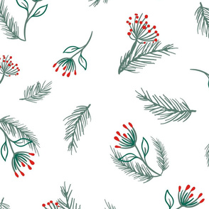 Mistletoe Winter Wonder- Red, Emerald, White- Large Scale