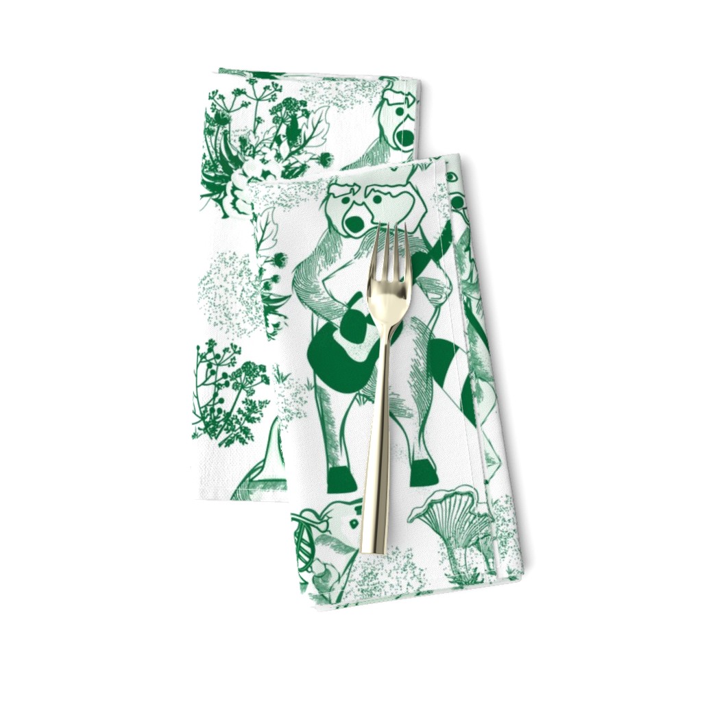 Jungle Jam- Whimsical Toile- Emerald Green Woodland Band- Large Scale