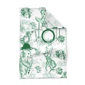 Jungle Jam- Whimsical Toile- Emerald Green Woodland Band- Large Scale