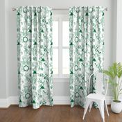 Jungle Jam- Whimsical Toile- Emerald Green Woodland Band- Large Scale